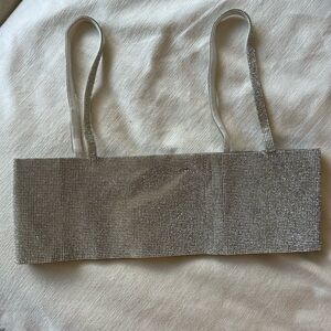 White Fox Boutique Silver Crop Top